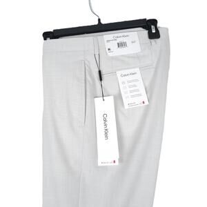 Calvin Klein Slim-Fit Stretch Dress Pants Off White Textured Solid 33x32 NWT